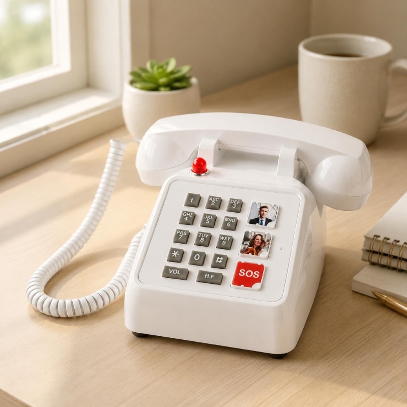 Phone Cases Green - Corded Desk Telephone with Pronounced Call