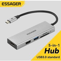 Essager 5 in 1 USB C HUB HDMI- - Phone Cases Green review and price